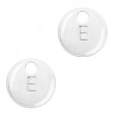 Metal charm 10mm Initial E Antique silver